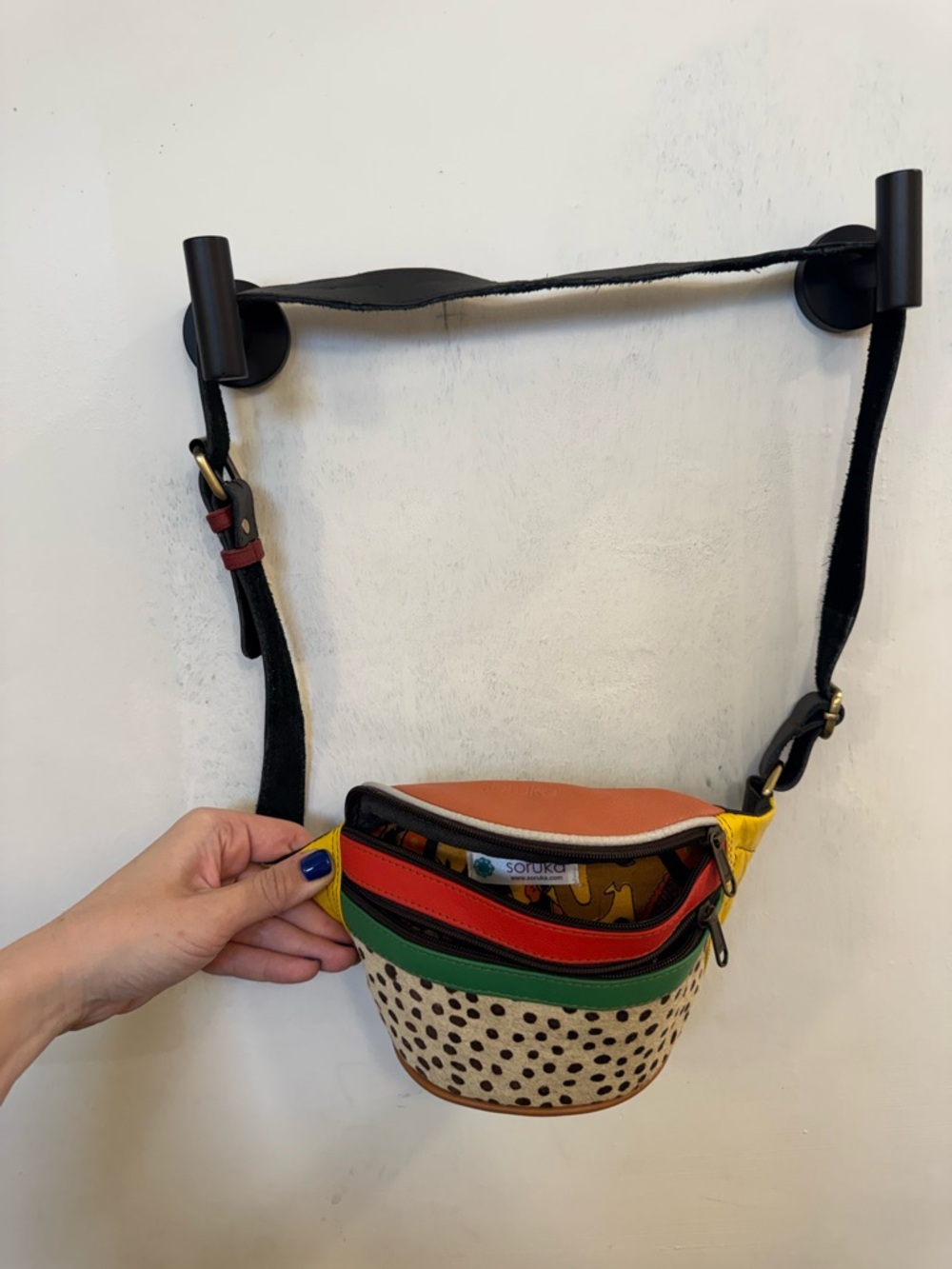 Colorblock Spotted Fannypack in Yellow, Green & Red - Picture 2 of 4